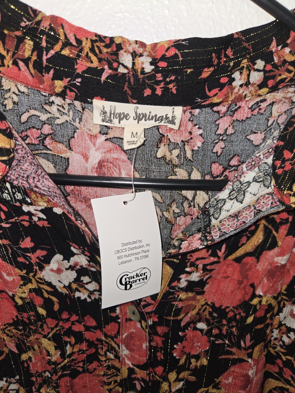 Hope Springs Floral Button-Down Shirt in Black and Red - Picture 3 of 9
